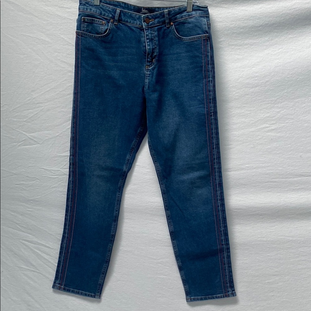 Vintage Boden Cambridge Embroidered Jeans with Rainbow π Stripe - Picture 2 of 11